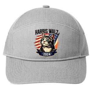 Harris Walz 2024 Funny Cat Kamala Harris Tim Walz Waltz 7-Panel Snapback Hat