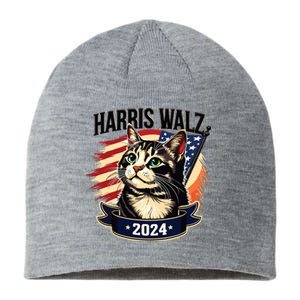 Harris Walz 2024 Funny Cat Kamala Harris Tim Walz Waltz Sustainable Beanie