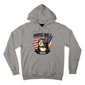 Harris Walz 2024 Funny Cat Kamala Harris Tim Walz Waltz Tall Hoodie