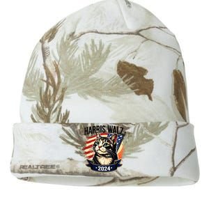 Harris Walz 2024 Funny Cat Kamala Harris Tim Walz Waltz Kati Licensed 12" Camo Beanie