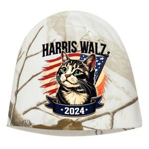 Harris Walz 2024 Funny Cat Kamala Harris Tim Walz Waltz Kati - Camo Knit Beanie