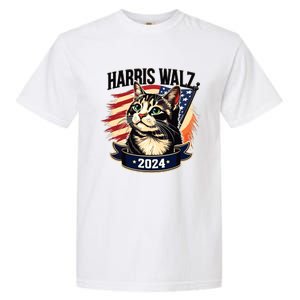 Harris Walz 2024 Funny Cat Kamala Harris Tim Walz Waltz Garment-Dyed Heavyweight T-Shirt