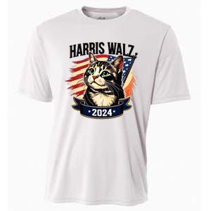 Harris Walz 2024 Funny Cat Kamala Harris Tim Walz Waltz Cooling Performance Crew T-Shirt