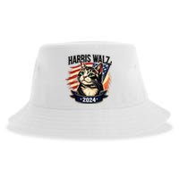 Harris Walz 2024 Funny Cat Kamala Harris Tim Walz Waltz Sustainable Bucket Hat