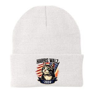 Harris Walz 2024 Funny Cat Kamala Harris Tim Walz Waltz Knit Cap Winter Beanie