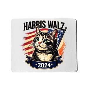 Harris Walz 2024 Funny Cat Kamala Harris Tim Walz Waltz Mousepad