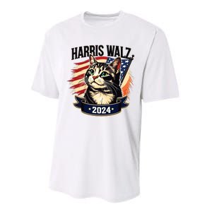 Harris Walz 2024 Funny Cat Kamala Harris Tim Walz Waltz Performance Sprint T-Shirt