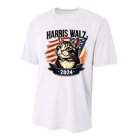 Harris Walz 2024 Funny Cat Kamala Harris Tim Walz Waltz Performance Sprint T-Shirt