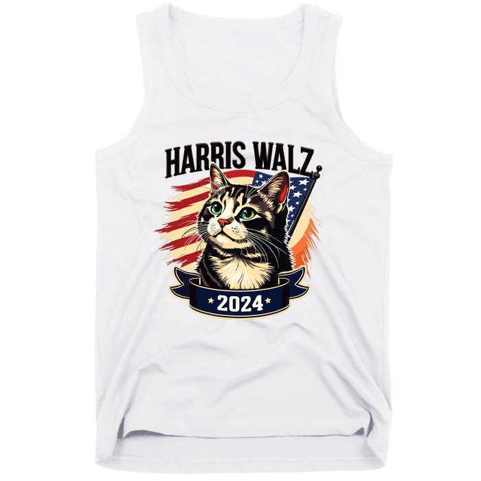 Harris Walz 2024 Funny Cat Kamala Harris Tim Walz Waltz Tank Top