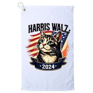 Harris Walz 2024 Funny Cat Kamala Harris Tim Walz Waltz Platinum Collection Golf Towel