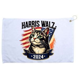 Harris Walz 2024 Funny Cat Kamala Harris Tim Walz Waltz Grommeted Golf Towel