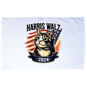 Harris Walz 2024 Funny Cat Kamala Harris Tim Walz Waltz Microfiber Hand Towel