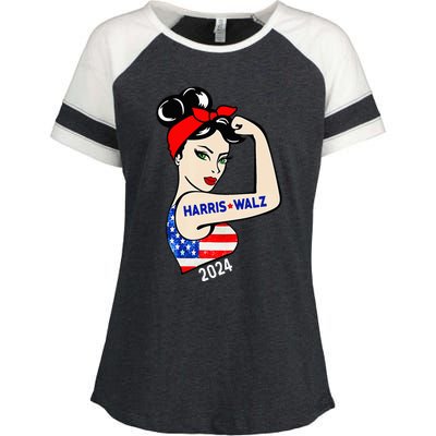 Harris Waltz 2024 Election Kamala Harris Tim Waltz 24 Enza Ladies Jersey Colorblock Tee