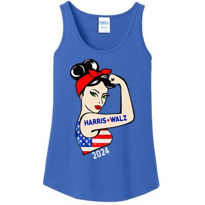 Harris Waltz 2024 Election Kamala Harris Tim Waltz 24 Ladies Essential Tank