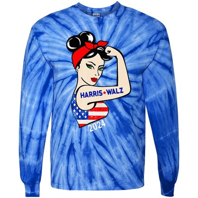 Harris Waltz 2024 Election Kamala Harris Tim Waltz 24 Tie-Dye Long Sleeve Shirt