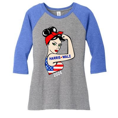 Harris Waltz 2024 Election Kamala Harris Tim Waltz 24 Women's Tri-Blend 3/4-Sleeve Raglan Shirt