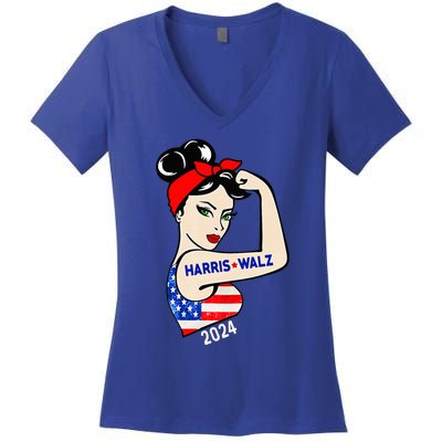 Harris Waltz 2024 Election Kamala Harris Tim Waltz 24 Women's V-Neck T-Shirt