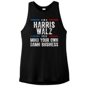 Harris Walz 2024 Mind Your Own Damn Business Ladies PosiCharge Tri-Blend Wicking Tank