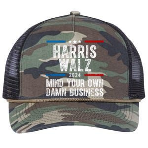 Harris Walz 2024 Mind Your Own Damn Business Retro Rope Trucker Hat Cap