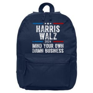 Harris Walz 2024 Mind Your Own Damn Business 16 in Basic Backpack