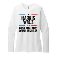 Harris Walz 2024 Mind Your Own Damn Business Womens CVC Long Sleeve Shirt