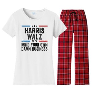 Harris Walz 2024 Mind Your Own Damn Business Women's Flannel Pajama Set