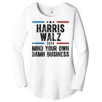 Harris Walz 2024 Mind Your Own Damn Business Women's Perfect Tri Tunic Long Sleeve Shirt