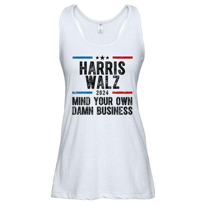 Harris Walz 2024 Mind Your Own Damn Business Ladies Essential Flowy Tank