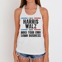 Harris Walz 2024 Mind Your Own Damn Business Women's Knotted Racerback Tank