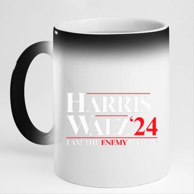 Harris Walz 24 I Am The Enemy Within Retro Usa Costume 11oz Black Color Changing Mug