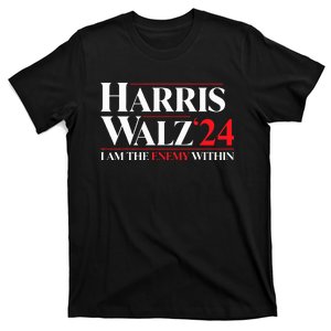 Harris Walz 24 I Am The Enemy Within Retro Usa Costume T-Shirt