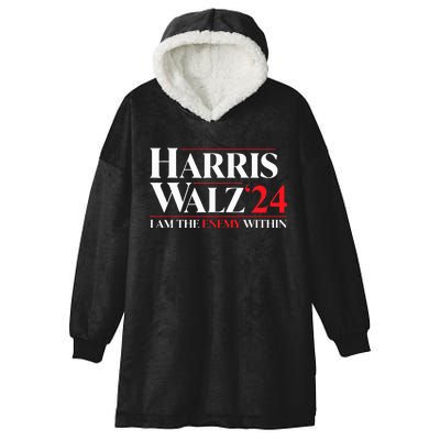 Harris Walz 24 I Am The Enemy Within Retro Usa Costume Hooded Wearable Blanket