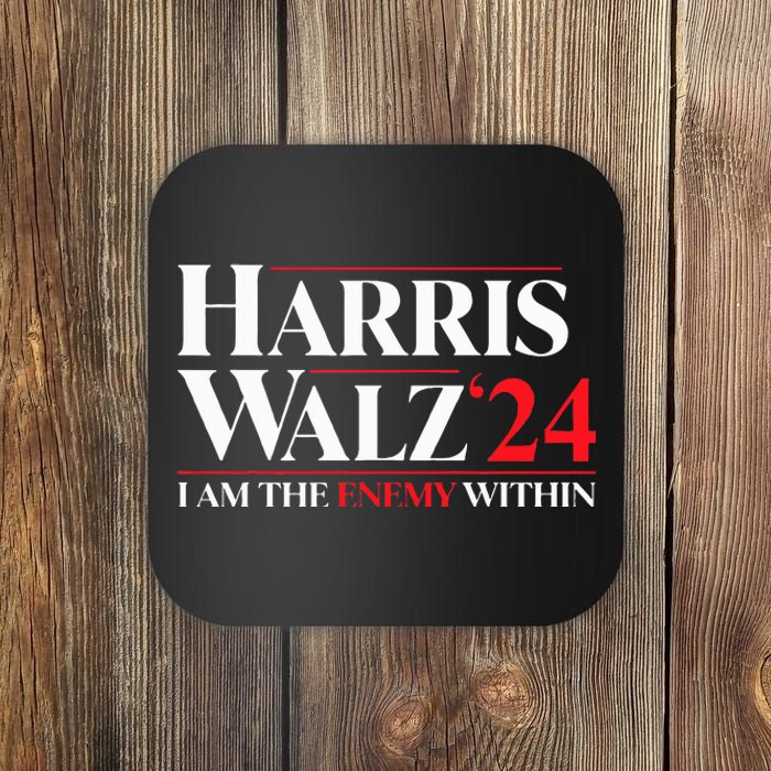 Harris Walz 24 I Am The Enemy Within Retro Usa Costume Coaster