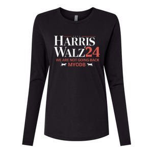 Harris Walz 2024 WeRe Not Going Back Myodb Womens Cotton Relaxed Long Sleeve T-Shirt