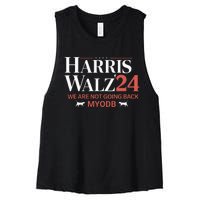 Harris Walz 2024 WeRe Not Going Back Myodb Women's Racerback Cropped Tank