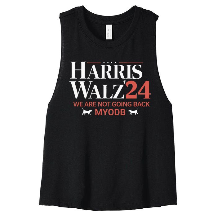 Harris Walz 2024 WeRe Not Going Back Myodb Women's Racerback Cropped Tank