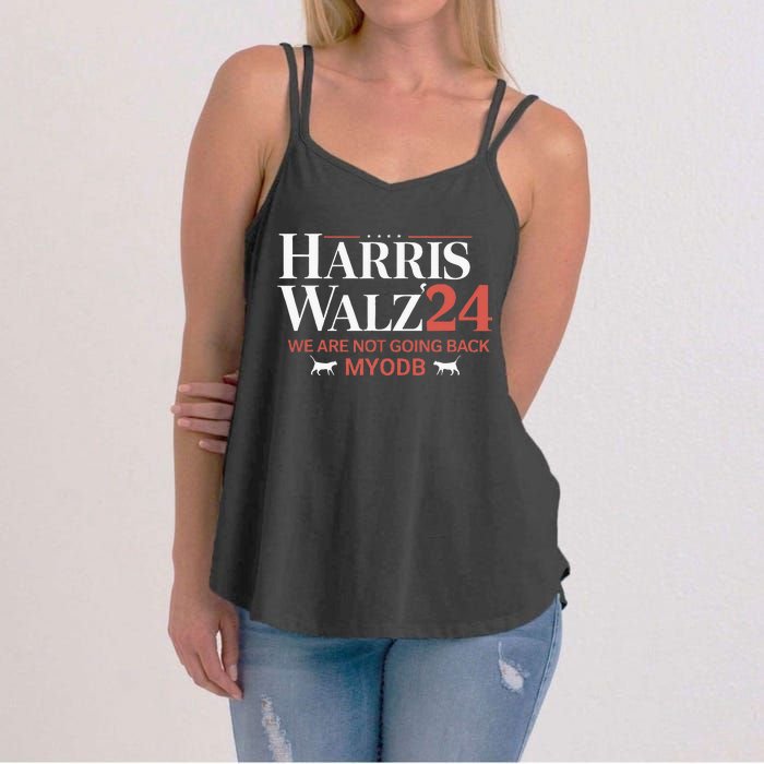 Harris Walz 2024 WeRe Not Going Back Myodb Women's Strappy Tank