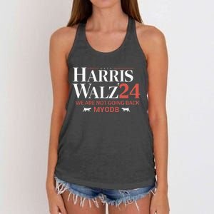 Harris Walz 2024 WeRe Not Going Back Myodb Women's Knotted Racerback Tank