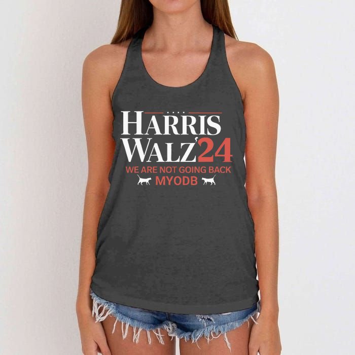 Harris Walz 2024 WeRe Not Going Back Myodb Women's Knotted Racerback Tank