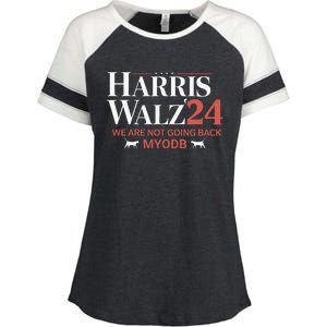 Harris Walz 2024 WeRe Not Going Back Myodb Enza Ladies Jersey Colorblock Tee