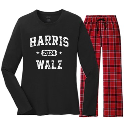 Harris Waltz 2024 Walz Vintage Team Women's Long Sleeve Flannel Pajama Set 