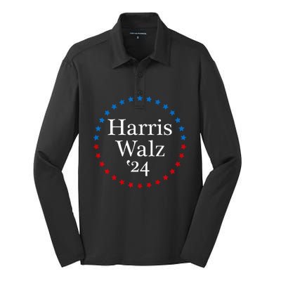 Harris Walz 2024 For President Patriotic Kamala Waltz 2024 Silk Touch Performance Long Sleeve Polo