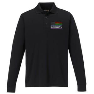 Harris Walz 2024 Election Kamala Tim Waltz American Lgbt Performance Long Sleeve Polo