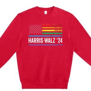 Harris Walz 2024 Election Kamala Tim Waltz American Lgbt Premium Crewneck Sweatshirt