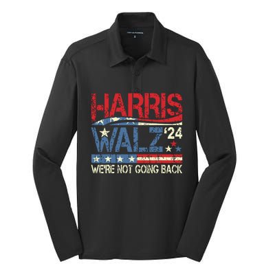 Harris Walz 2024 Kamala Harris 2024 Tim Walz 2024 Usa Flag Silk Touch Performance Long Sleeve Polo