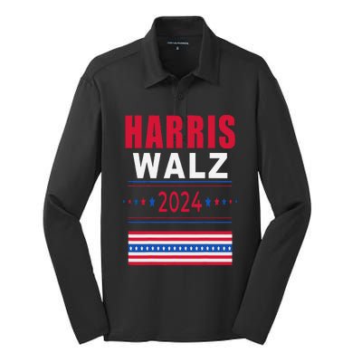 Harris Walz 2024 Kamala And Tim President Campaign Silk Touch Performance Long Sleeve Polo