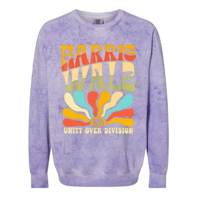 Harris Waltz 2024 Unity Over Division Boho Aesthetic Colorblast Crewneck Sweatshirt