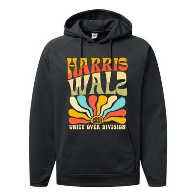 Harris Waltz 2024 Unity Over Division Boho Aesthetic Performance Fleece Hoodie