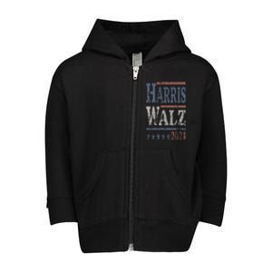 Harris Walz 2024 Election Kamala Harris Tim Waltz 2024 Toddler Zip Fleece Hoodie