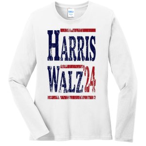 Harris Walz 2024 Election Kamala Harris Tim Waltz 2024 Ladies Long Sleeve Shirt